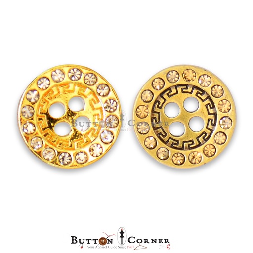 4 Hole Fancy Button With Stone Border