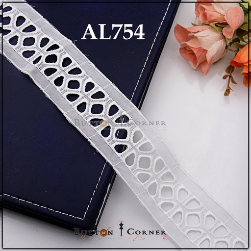 [AL754-WHITE] Cotton Joined Lace