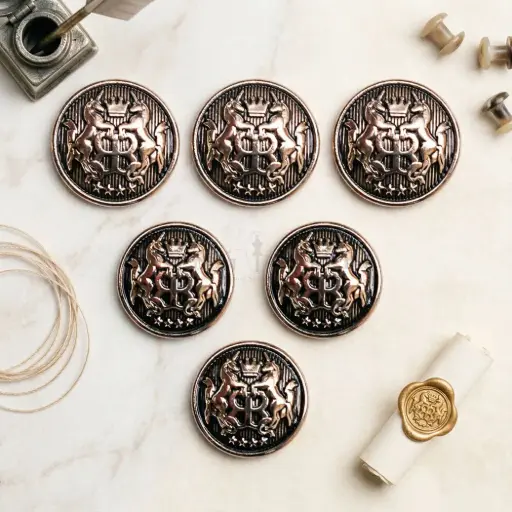 Heraldic Design Two Unicorns Suiting Button