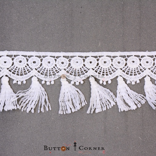 [MYB303 WHITE] One Side Border Shuttle Hanging Lace