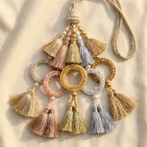 Circle Shape Fancy Pearl Stone Tassel