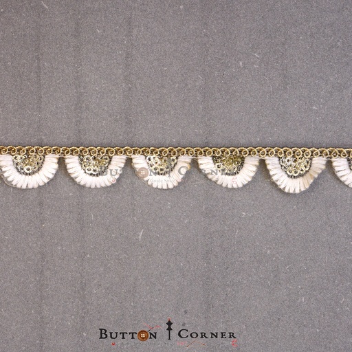 [FANL949 WHITE GOLD] Fancy Metallic Yarn Lace With Thread