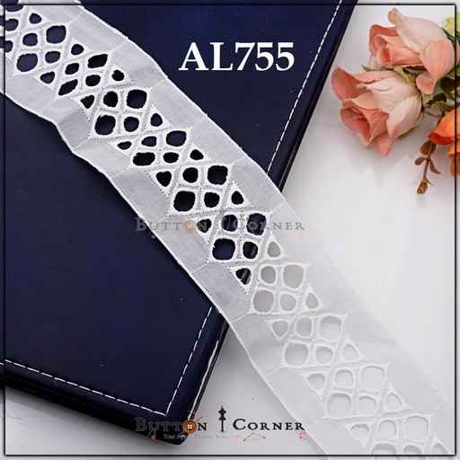 [AL755-WHITE] Cotton Joined Lace