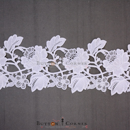 [AL1102 WHITE] Flowers Design Shuttle Lace