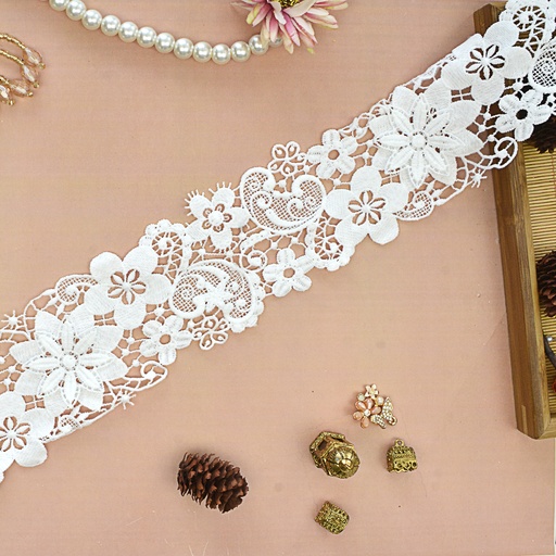 [AL1105/52486 WHT] Applique Shuttle Lace