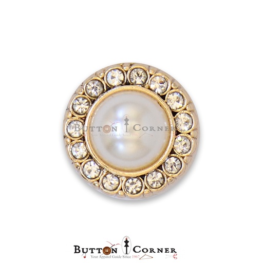 [81237 18L] Stones Border Pearl Fancy Button