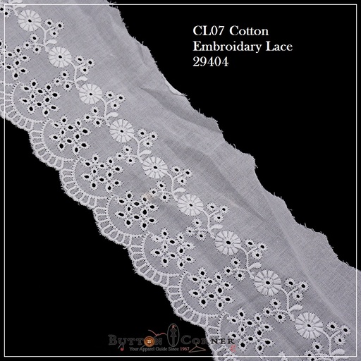[CL07-WHITE] Cotton One Side Border Lace