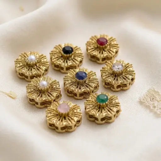 Flower Shape Fancy Kundan Button