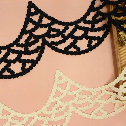 Geometrical Ring Pattern Scalloped Shuttle Lace