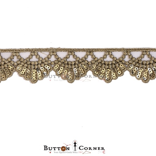 [AL1111 GOLD] Fancy Metallic Yarn Sequence Lace