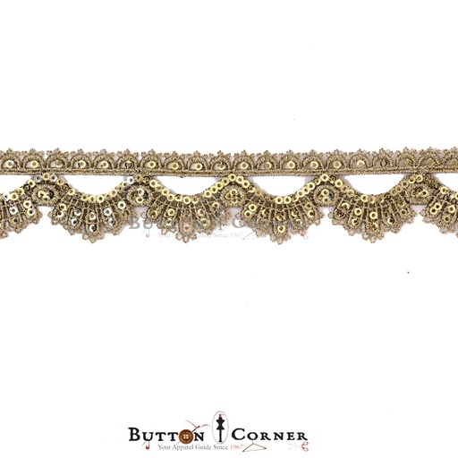 [AL1114 GOLD] Fancy Metallic Yarn Sequence Lace