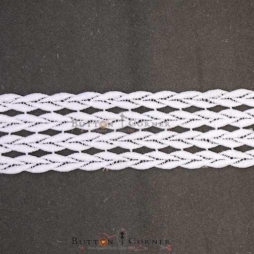 [85394-4 WHITE] Double Side Border Shuttle Lace