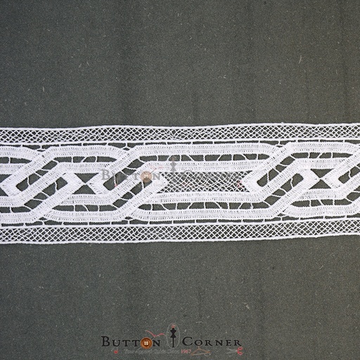 [10016-6 WHITE] Double Side Border Shuttle Lace
