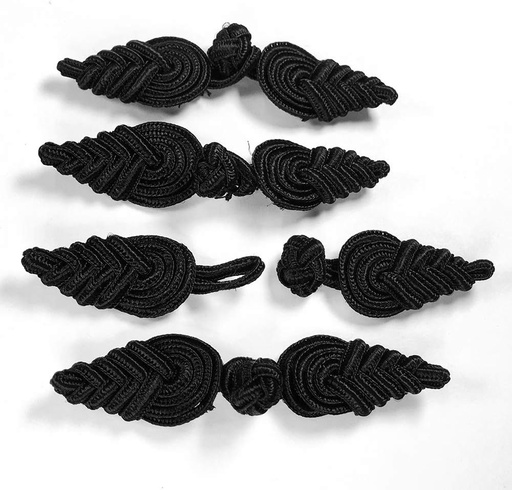 [HMB70 BLACK] Vintage Fabric Frogs Closure Button