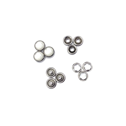 [11MM PEARL W] 4 Part Pearl Snap Button (China)