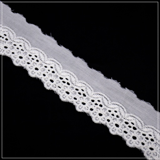[MYB632-WHITE] Cotton One Side Border Lace