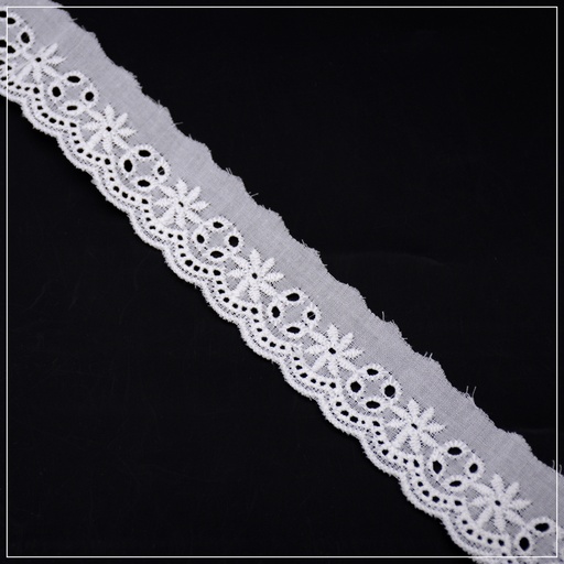 [MYB634-WHITE] Cotton One Side Border Lace