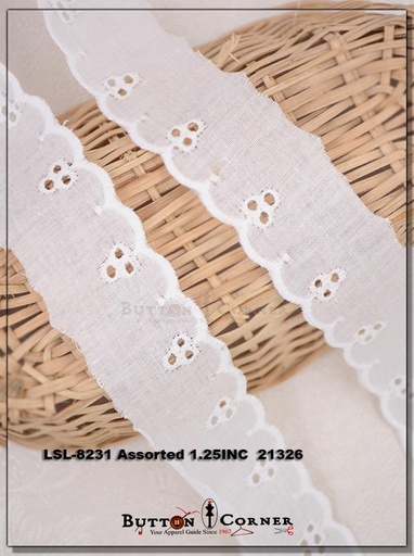 [LSL-8231-WHITE] Cotton One Side Border Lace