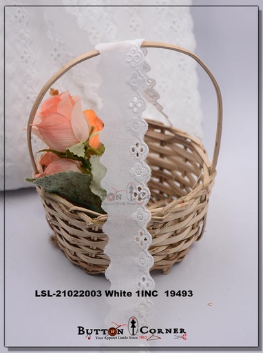 [LSL-21022003 WHITE] One Side Border Cotton Lace