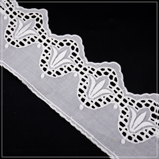 [MYB624 WHITE] Cotton One Side Border Lace