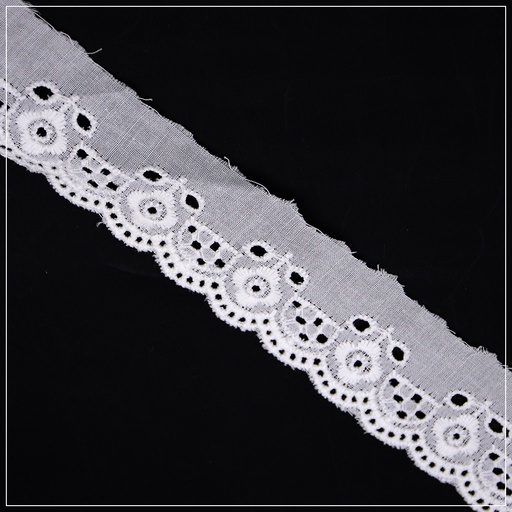 [MYB635 WHITE] Cotton One Side Border Lace