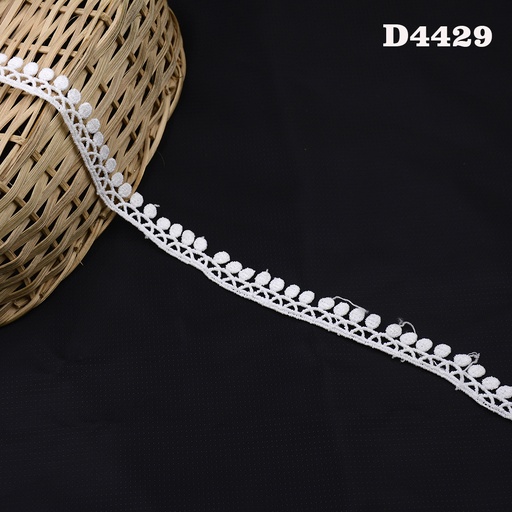 [D4429-WHITE] Shuttle One Side Border Lace