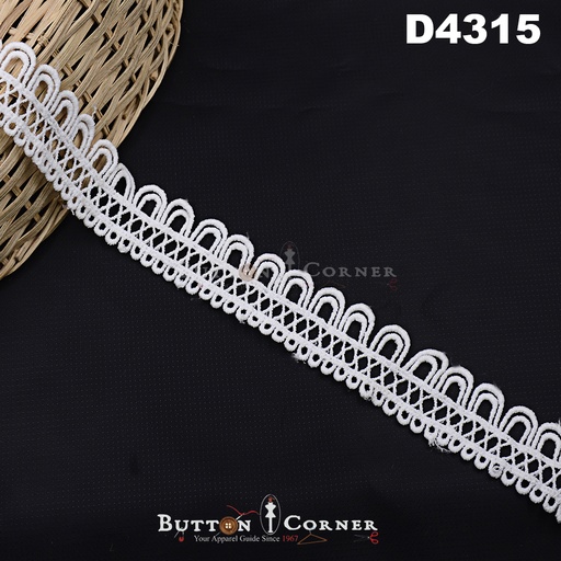 [D4315-WHITE] Shuttle One Side Border Lace