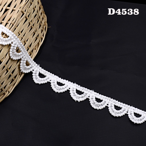 [D4538-WHITE] Shuttle One Side Border Lace