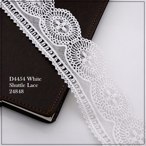 [D4454-WHITE] Shuttle One Side Border Lace