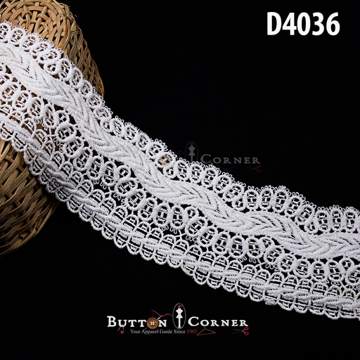 [D4036-WHITE] Shuttle One Side Border Lace