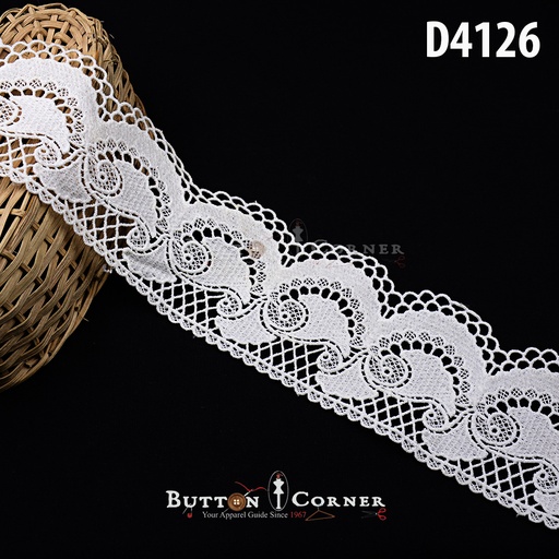[D4126-WHITE] Shuttle One Side Border Lace