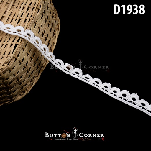 [D1938 WHITE] Shuttle One Side Border Lace