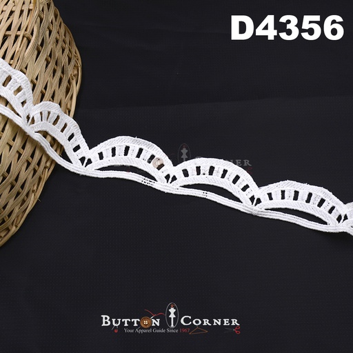 [D4356-WHITE] Shuttle One Side Border Lace