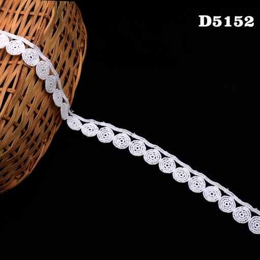 [D5152-WHITE] Shuttle One Side Border Lace