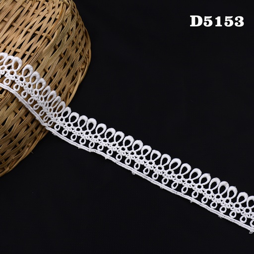 [D5153-WHITE] Shuttle One Side Border Lace