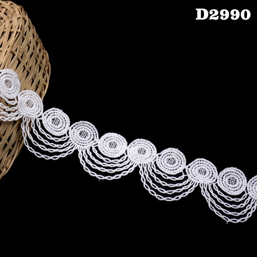 [D2990-WHITE] Shuttle One Side Border Lace