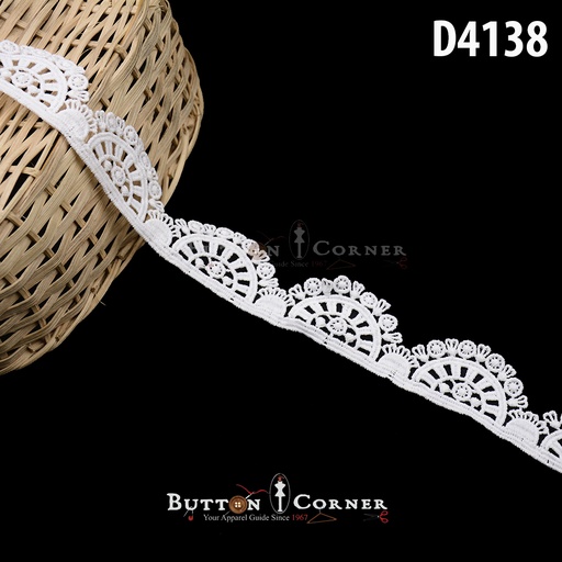 [D4138-WHITE] Shuttle One Side Border Lace