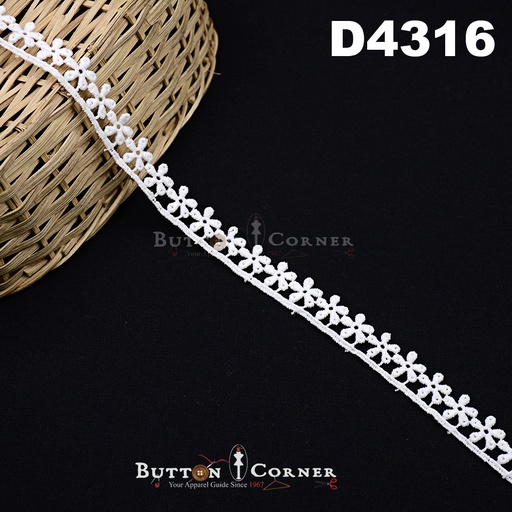 [D4316-WHITE] Shuttle One Side Border Lace