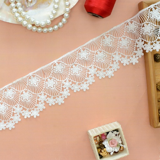 [D3694 WHITE] Shuttle One Side Border Lace