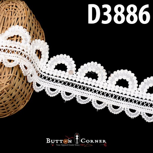 [D3886-WHITE] Shuttle One Side Border Lace