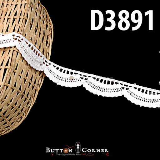 [D3891-WHITE] Shuttle One Side Border Lace