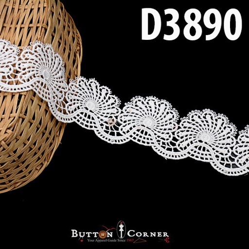 [D3890-WHITE] Shuttle One Side Border Lace