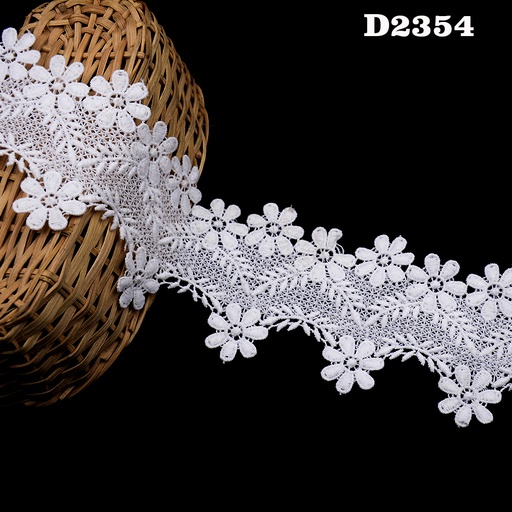 [D2354-WHITE] Shuttle One Side Border Lace
