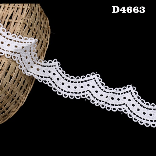 [D4663-WHITE] Shuttle One Side Border Lace