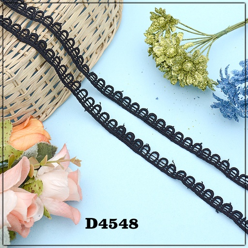 [D4548 BLACK] One Side Border Shuttle Lace