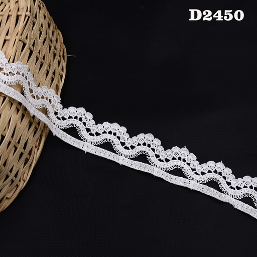 [D2450-WHITE] Shuttle One Side Border Lace