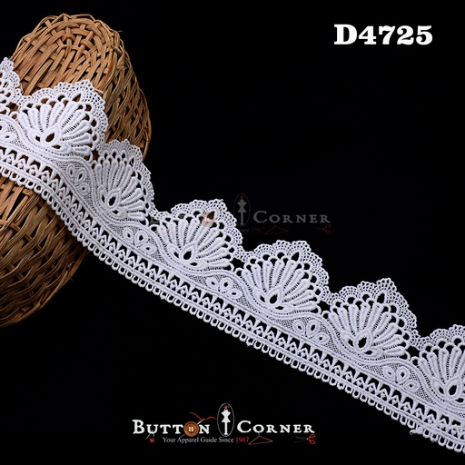 [D4725-WHITE] Shuttle One Side Border Lace