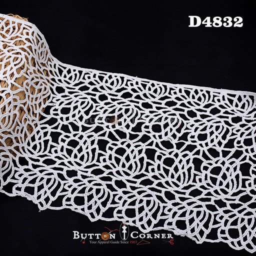 [D4832-WHITE] Shuttle One Side Border Lace