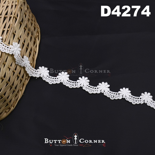 [D4274-WHITE] Shuttle One Side Border Lace