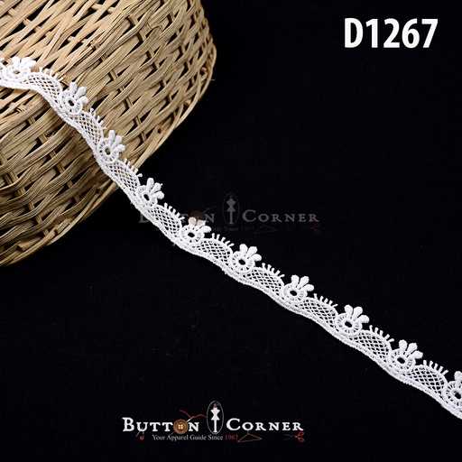 [D1267-WHITE] Shuttle One Side Border Lace